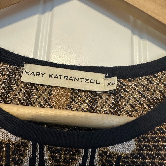 Mary Katrantzou Mini Dress Metallic Knit Colorful Artsy Aztec Size Extra Small - Picture 5 of 7